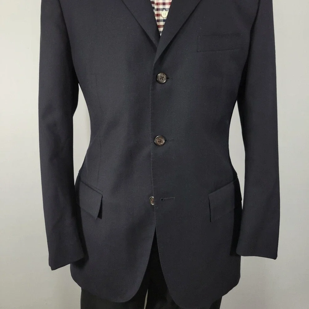 Polo Ralph Lauren Mens Sport Coat Blazer Three Button Black Navy? Twill Wool 42R